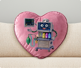 CRNA Gift Heart-Shaped Pillow – Anesthesia Machine Design Plush Pillow for CRNA Students & Graduates